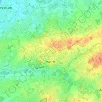 Mapa topográfico Moorsel, altitude, relevo