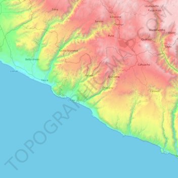 Mapa topográfico Provincia de Caravelí, altitude, relevo