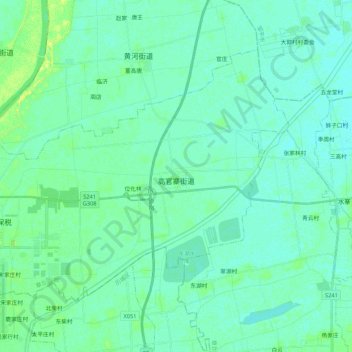 Mapa topográfico 高官寨街道, altitude, relevo