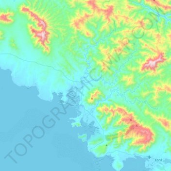 Mapa topográfico Voh, altitude, relevo
