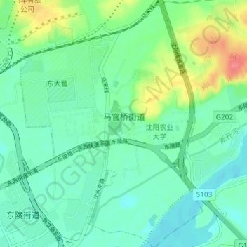 Mapa topográfico 马官桥街道, altitude, relevo