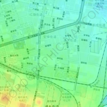 Mapa topográfico 安埠街道, altitude, relevo