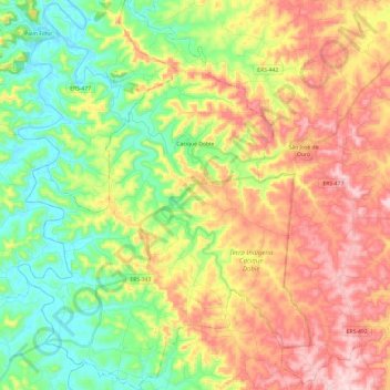 Mapa topográfico Cacique Doble, altitude, relevo