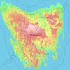 Mapa topográfico Tasmania, altitude, relevo