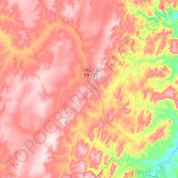 Mapa topográfico Nova Esperança, altitude, relevo
