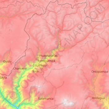 Mapa topográfico Reserva da paisagem da sub-bacia do Cotahuasi, altitude, relevo