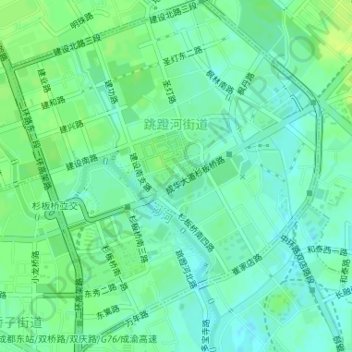 Mapa topográfico 跳蹬河街道, altitude, relevo