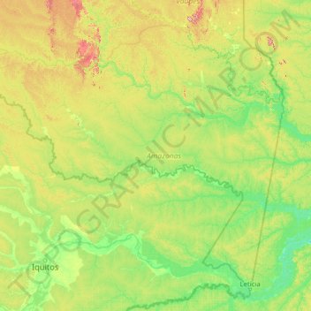 Mapa topográfico Amazonas, altitude, relevo