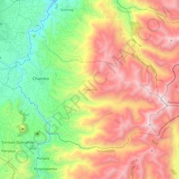 Mapa topográfico Chambo, altitude, relevo