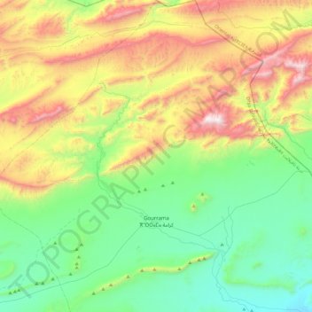 Mapa topográfico Gourrama, altitude, relevo