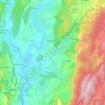 Mapa topográfico ValzinenPetiteMontagne, altitude, relevo
