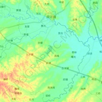 Mapa topográfico 双河镇, altitude, relevo