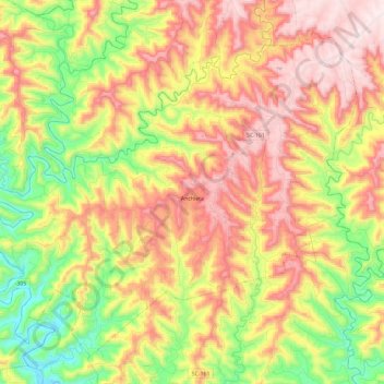 Mapa topográfico Anchieta, altitude, relevo