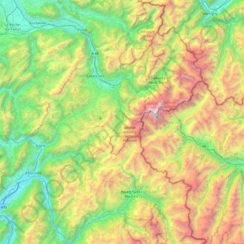 Mapa topográfico Massif du Mont-Blanc, altitude, relevo