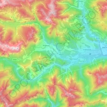 Mapa topográfico Socchieve, altitude, relevo