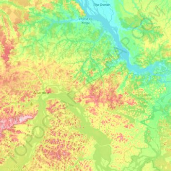 Mapa topográfico Vitória do Xingu, altitude, relevo