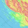 Mapa topográfico Zadar County, altitude, relevo
