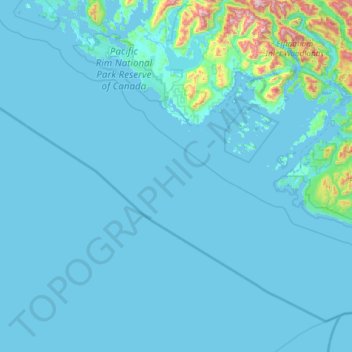 Mapa topográfico Pacific Rim National Park Reserve of Canada, altitude, relevo