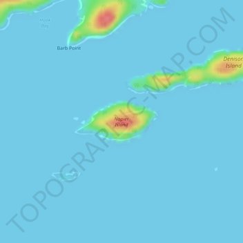 Mapa topográfico Napier Island, altitude, relevo