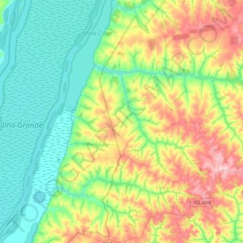Mapa topográfico São Jorge do Patrocínio, altitude, relevo