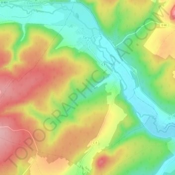 Mapa topográfico Tarsul, altitude, relevo