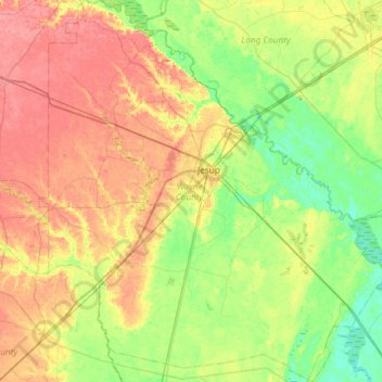 Mapa topográfico Wayne County, altitude, relevo