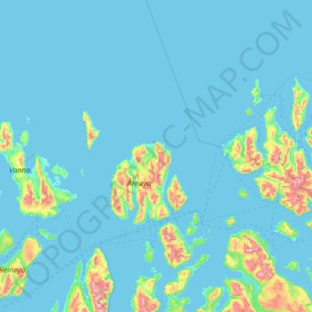 Mapa topográfico Skjervøy, altitude, relevo