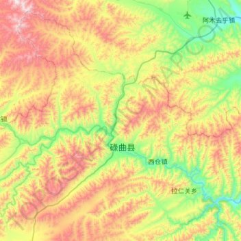 Mapa topográfico 玛艾镇, altitude, relevo