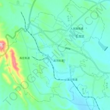 Mapa topográfico 石龙区, altitude, relevo