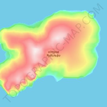 Mapa topográfico Rudolf Island, altitude, relevo