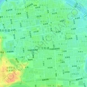 Mapa topográfico 三江街道, altitude, relevo