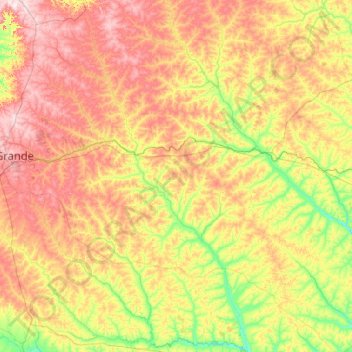 Mapa topográfico Ribas do Rio Pardo, altitude, relevo