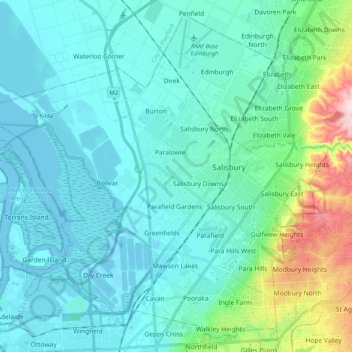 Mapa Topográfico City Of Salisbury, Altitude, Relevo