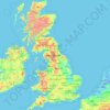 Mapa topográfico Großbritannien, altitude, relevo