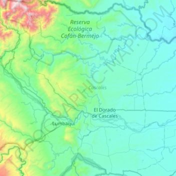 Mapa topográfico Parroquia El Dorado de Cascales, altitude, relevo