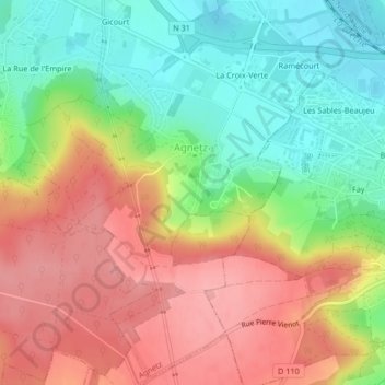 Mapa topográfico La Rue du Marais, altitude, relevo