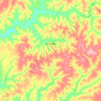 Mapa topográfico Urupês, altitude, relevo