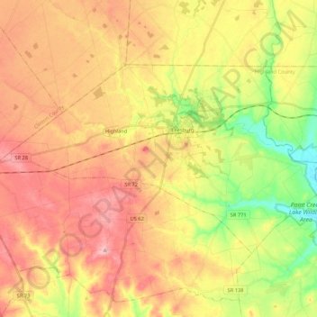 Mapa topográfico Fairfield Township, altitude, relevo