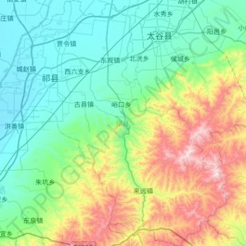 Mapa topográfico 祁县, altitude, relevo