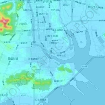 Mapa topográfico 城关街道, altitude, relevo