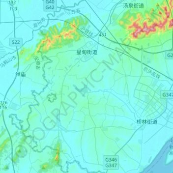 Mapa topográfico 星甸街道, altitude, relevo