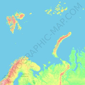 Mapa topográfico Архангельская область, altitude, relevo
