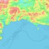 Mapa topográfico Jurassic Coast, altitude, relevo