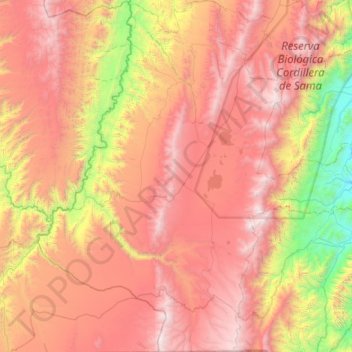 Mapa topográfico Municipio Yunchará, altitude, relevo