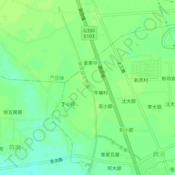 Mapa topográfico 神灵站主干渠, altitude, relevo
