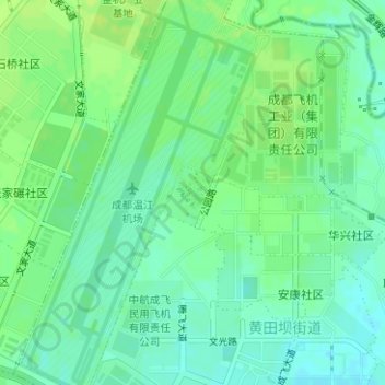 Mapa topográfico 成飞公园, altitude, relevo