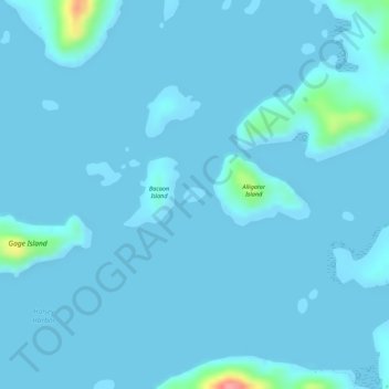 Mapa topográfico Iguana Island, altitude, relevo