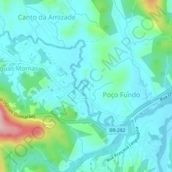 Mapa topográfico Rio Forquilha, altitude, relevo