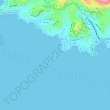 Mapa topográfico Green Cay, altitude, relevo