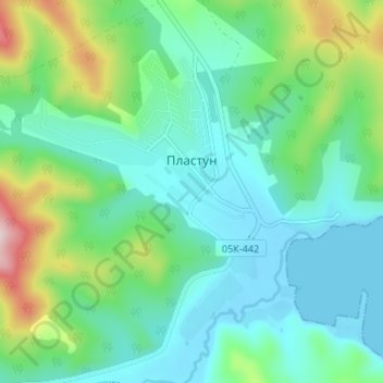 Mapa topográfico Пластун, altitude, relevo